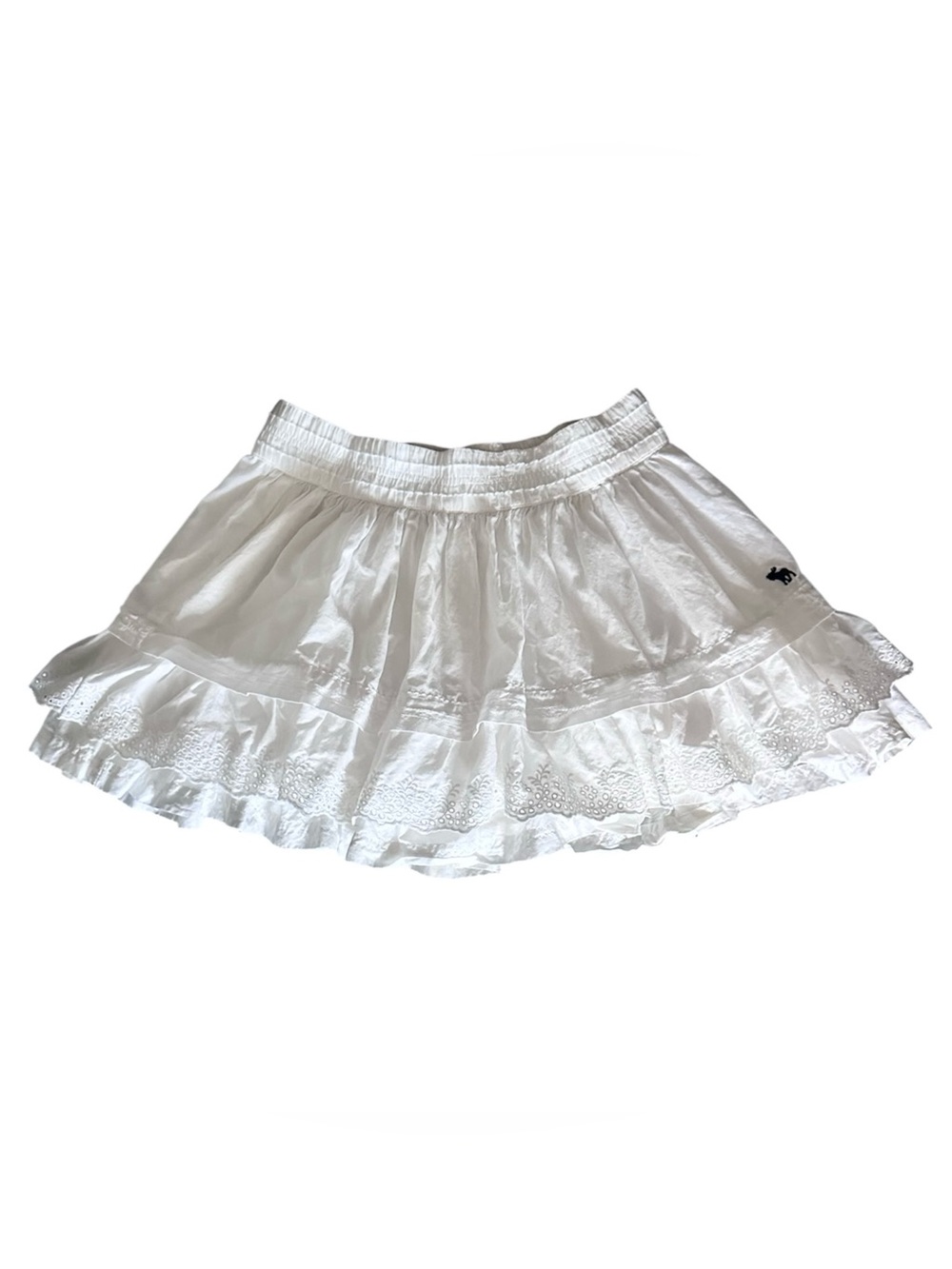 Vintage Y2K Abercrombie White Cotton Tiered Ruffle Mini Skirt